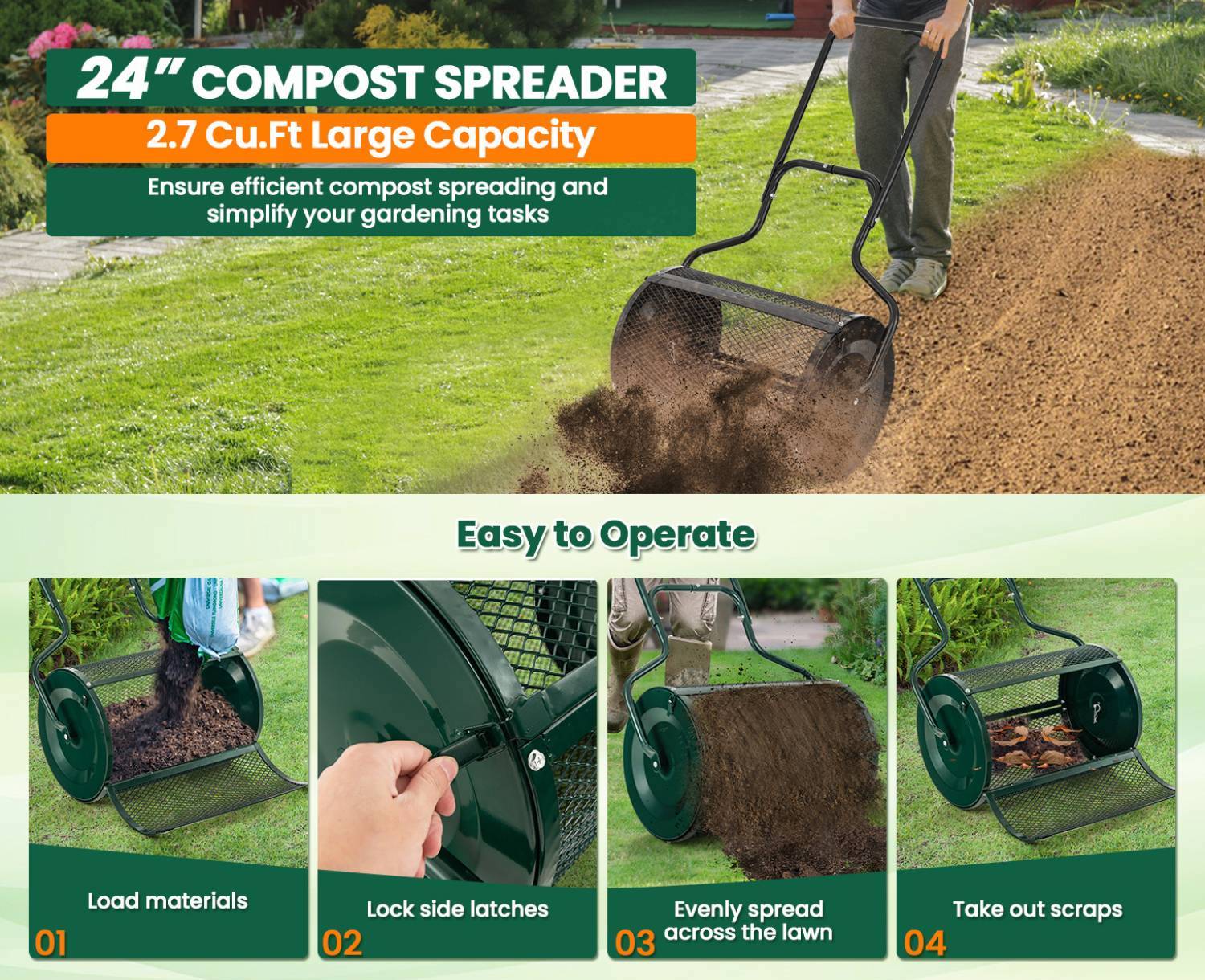 buy rolling compost spreader canada